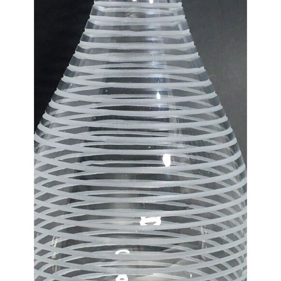 Vintage 12" Polish Made Hand Blown Glass Bottle Vase with Etched Circles - Picture 8 of 11